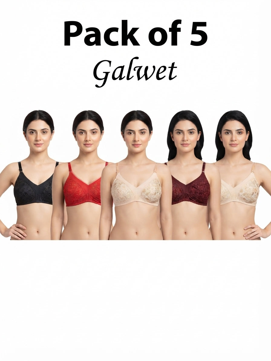 Cotton Embroidery Bra – Pack of 5