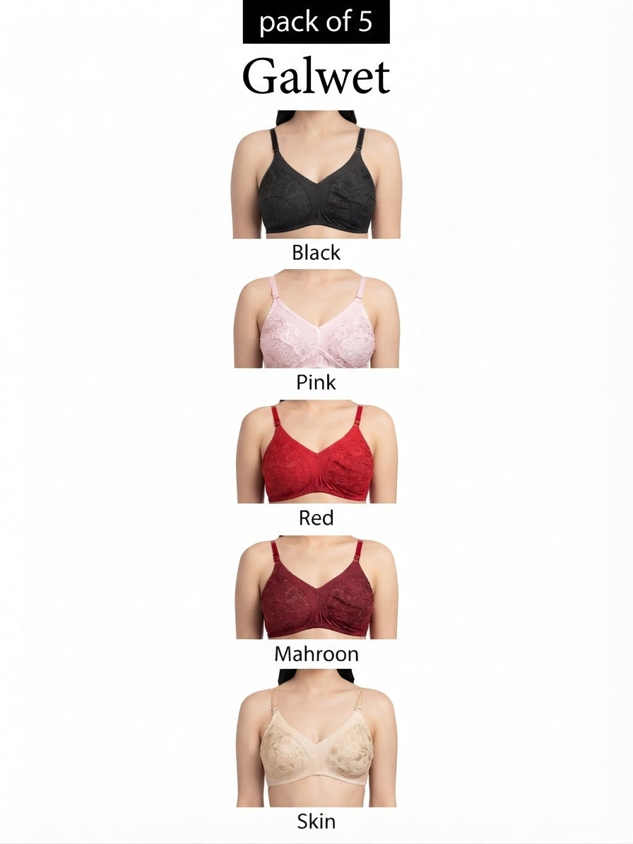 Cotton Embroidery Bra – Pack of 5