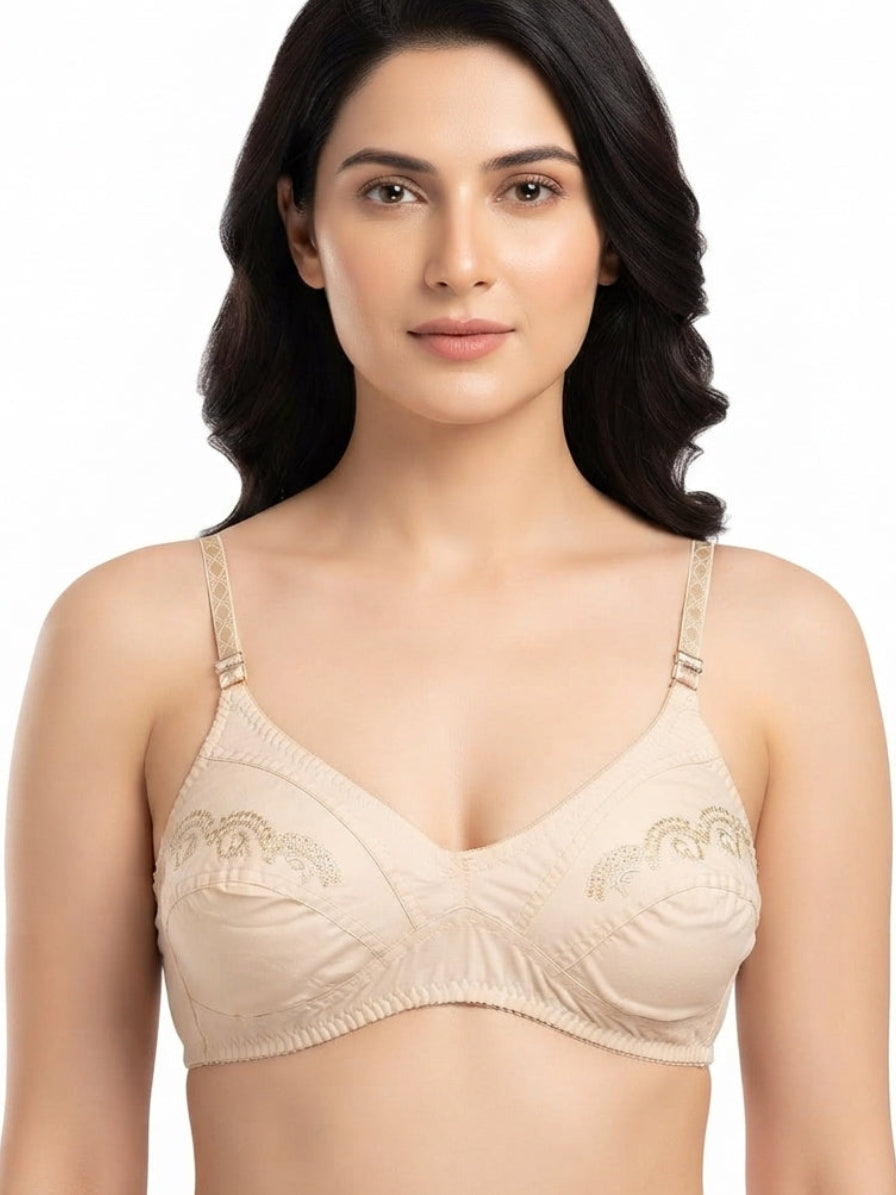 Half Embroidery Cotton Bra