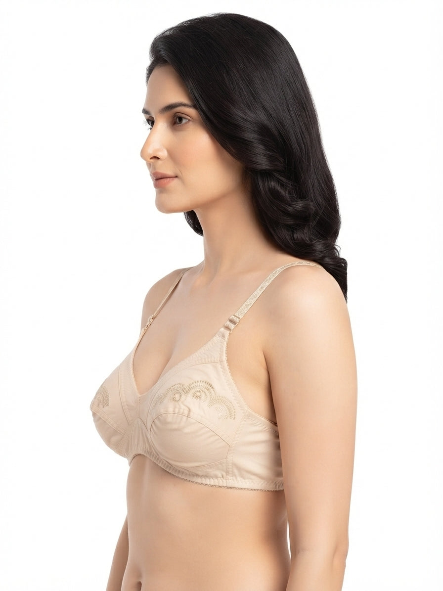Half Embroidery Cotton Bra