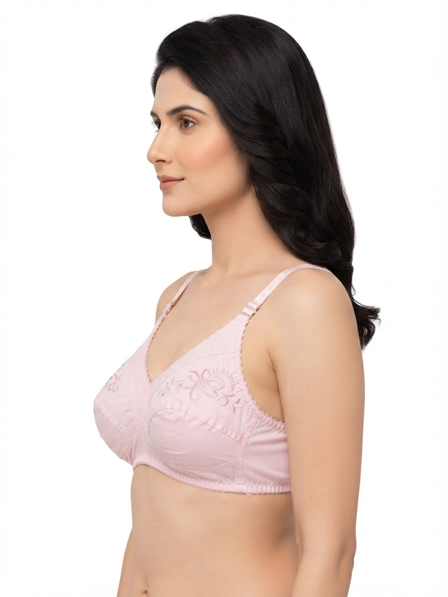 Half Embroidery Cotton Bra