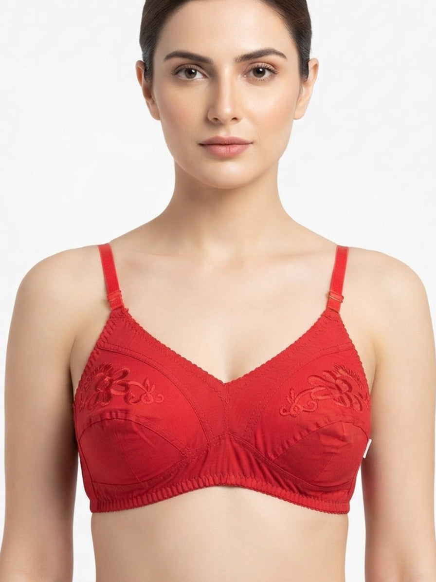 Half Embroidery Cotton Bra