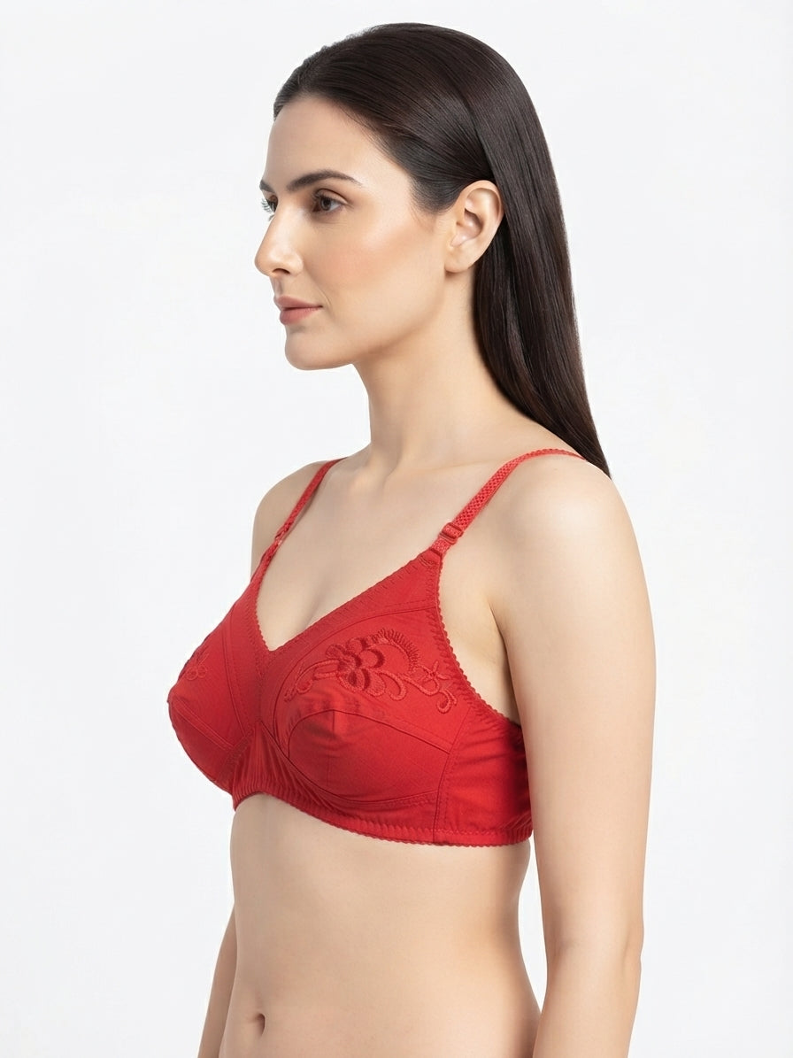 Half Embroidery Cotton Bra