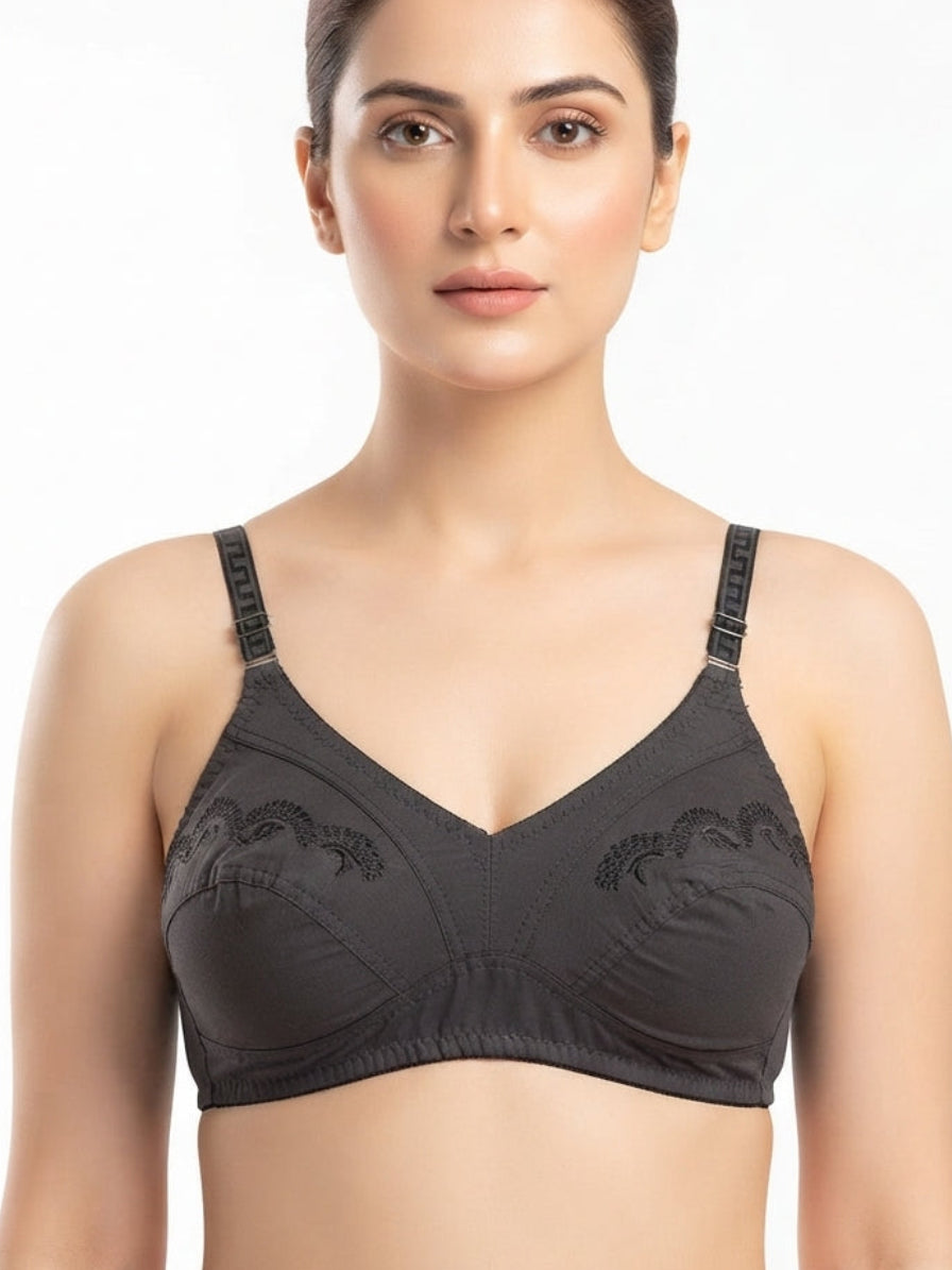 Half Embroidery Cotton Bra