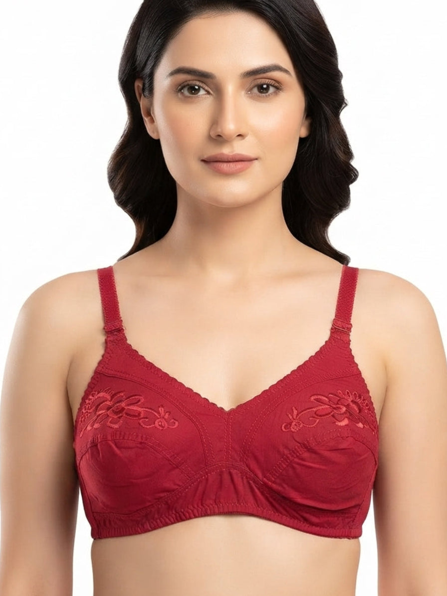 Half Embroidery Cotton Bra