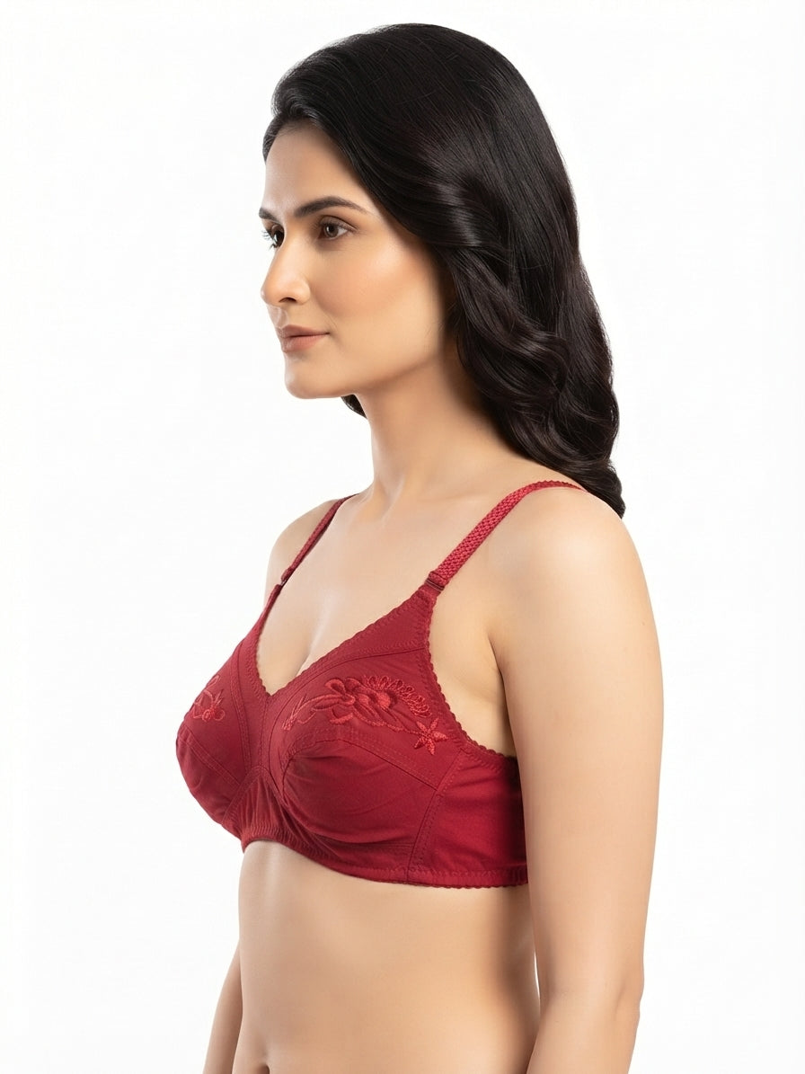 Half Embroidery Cotton Bra