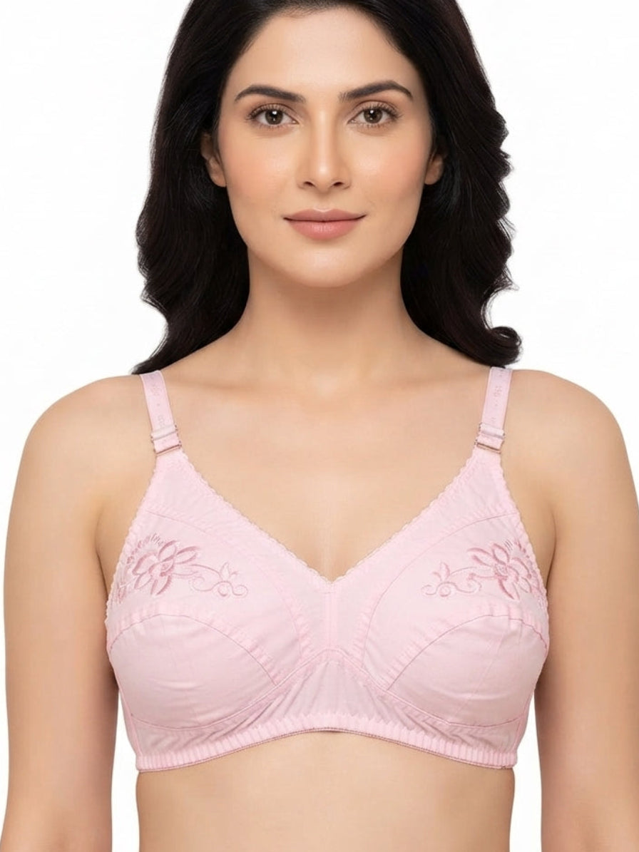 Half Embroidery Cotton Bra